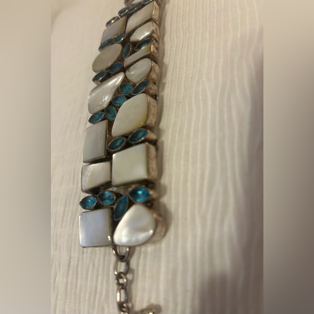 Chunky Mother of Pearl & silver bracelet